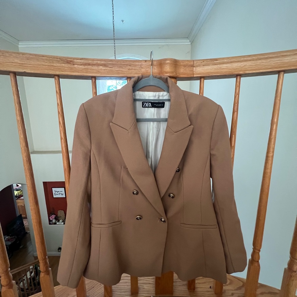 Zara Women's Double-Breasted Brown Blazer size XL